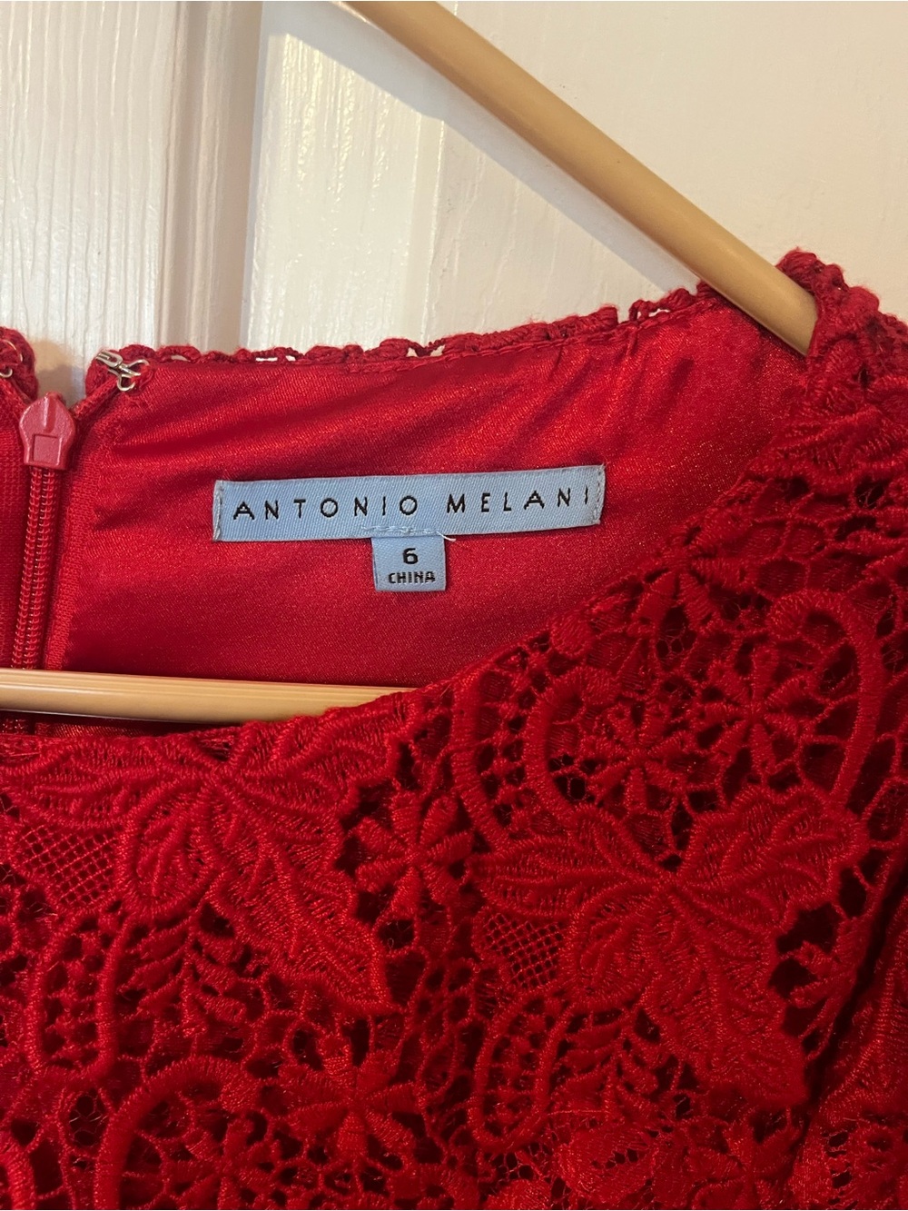 NWT Antonio Melani Red Lace Fit & Flare Dress Size 6 - Picture 2 of 8